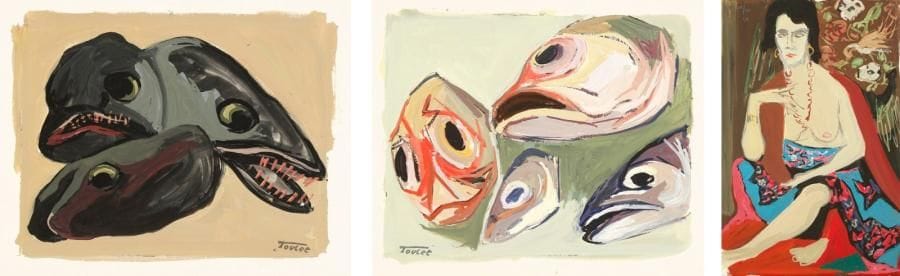 Louis-Edouard TOULET (1892-1967)
Têtes de poissons (2) Gouache Porte le cachet de la signature en bas à droite. 33x50 cm chaque