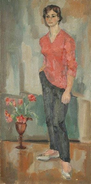 Lucien COLAS (1919-2008)
Françoise, 1960 Huile sur toile. Signée et datée au dos. (petits accidents) H:80 x L: 40 cm