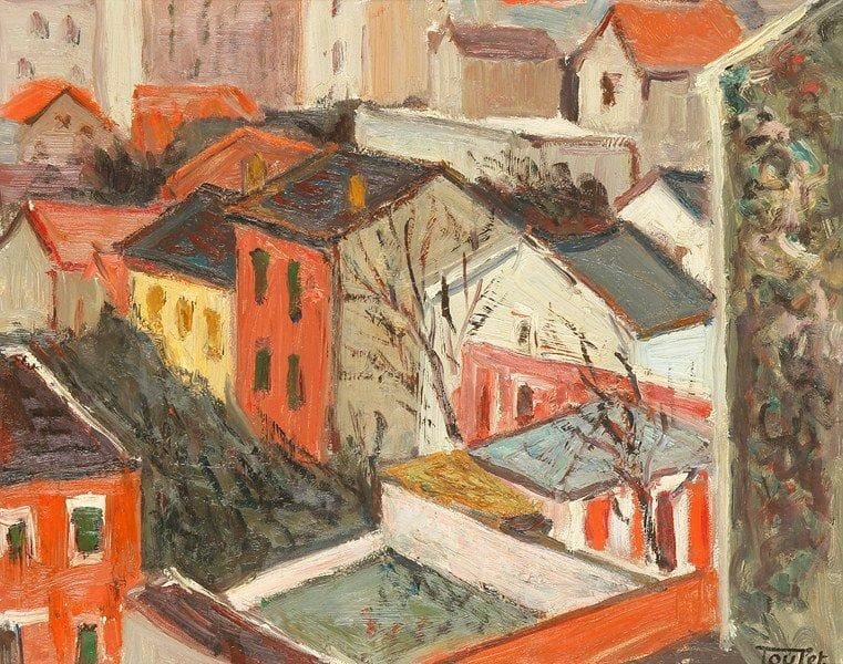 Louis-Edouard TOULET (1892-1967)
Montmartre, les toits Huile sur isorel Signée en bas à droite. 33 x 41 cm