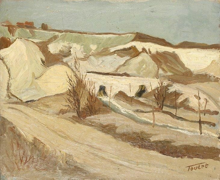 Louis-Edouard TOULET (1892-1967)
Carrière de Montreuil Huile sur toile Signée en bas à droite. Signée et titrée au dos. 46 x 55 cm