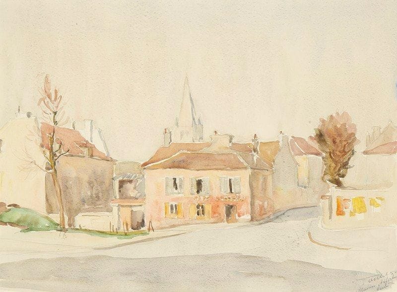 Louis-Edouard TOULET (1892-1967)
Maison-Alfort, 1950 Aquarelle Signée, datée et située en bas à droite. 36 x 48 cm