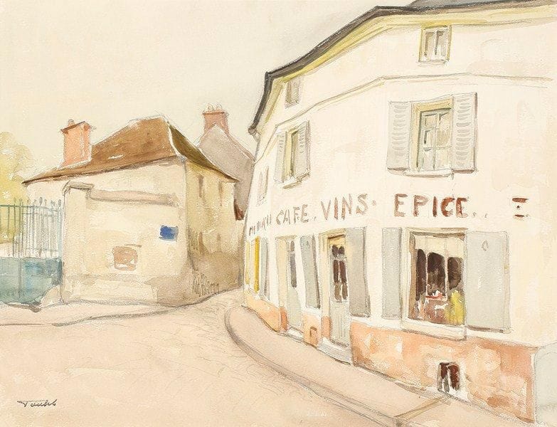Louis-Edouard TOULET (1892-1967)
Le café du village Aquarelle Porte le cachet de la signature en bas à gauche. 47 x 61 cm