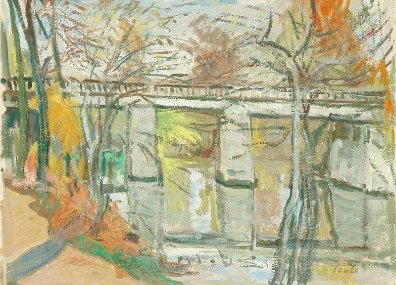 Louis-Edouard TOULET (1892-1967)
Pont des carrières à Charenton Gouache Signée en bas à droite. 36 x 50 cm
