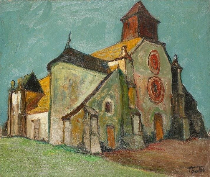 Louis-Edouard TOULET (1892-1967)
L'église Huile sur toile Signée en bas à droite. 60 x 73 cm