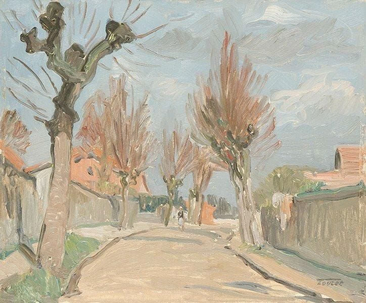 Louis-Edouard TOULET (1892-1967)
La rue en banlieu Huile sur panneau Porte le cachet de la signature en bas à droite. 38 x 46 cm