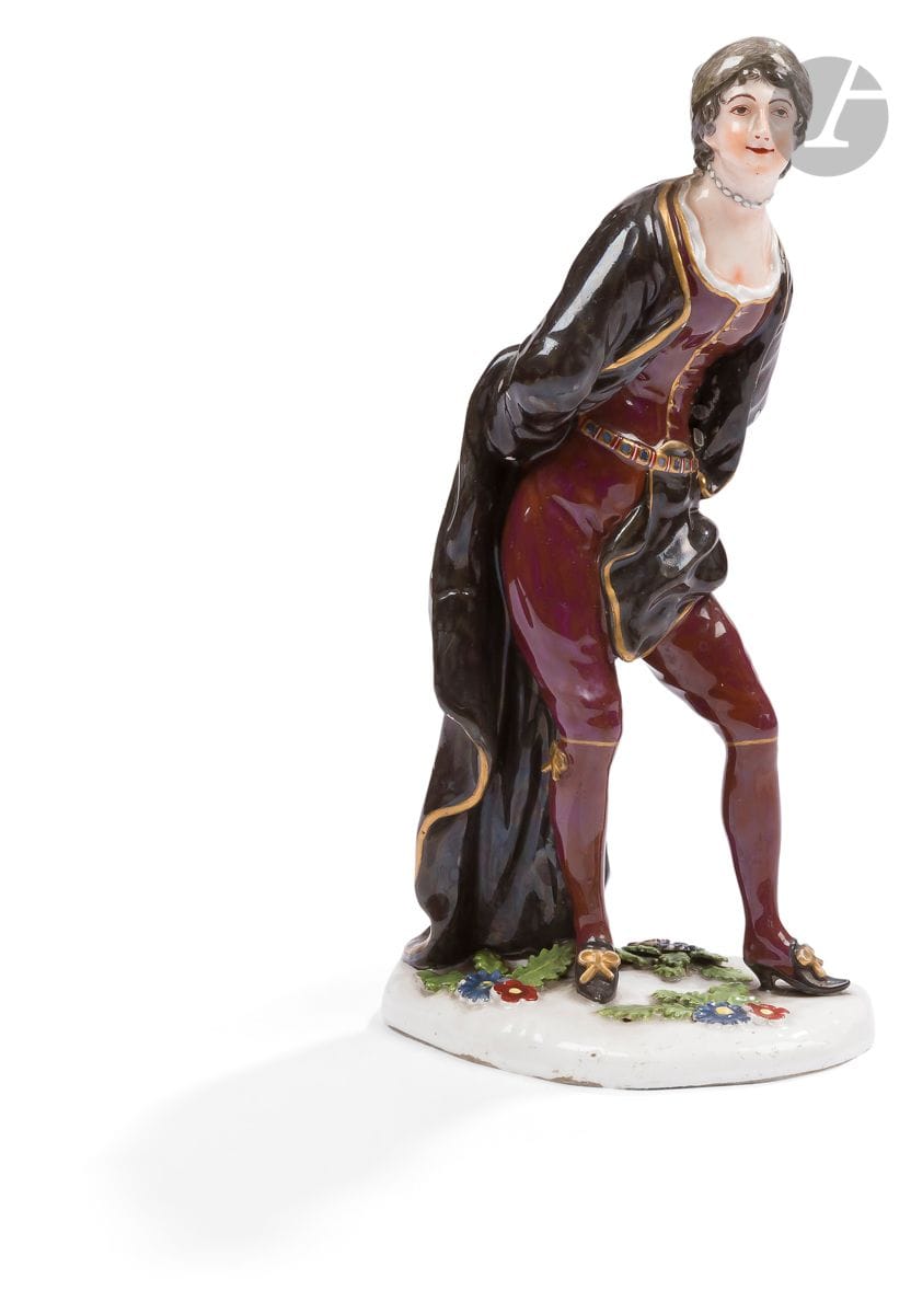 Meissen (genre de)
Figure de Pantalon en porcelaine à décor polychrome.
Fin du XIXe siècle. 
H : 20 cm