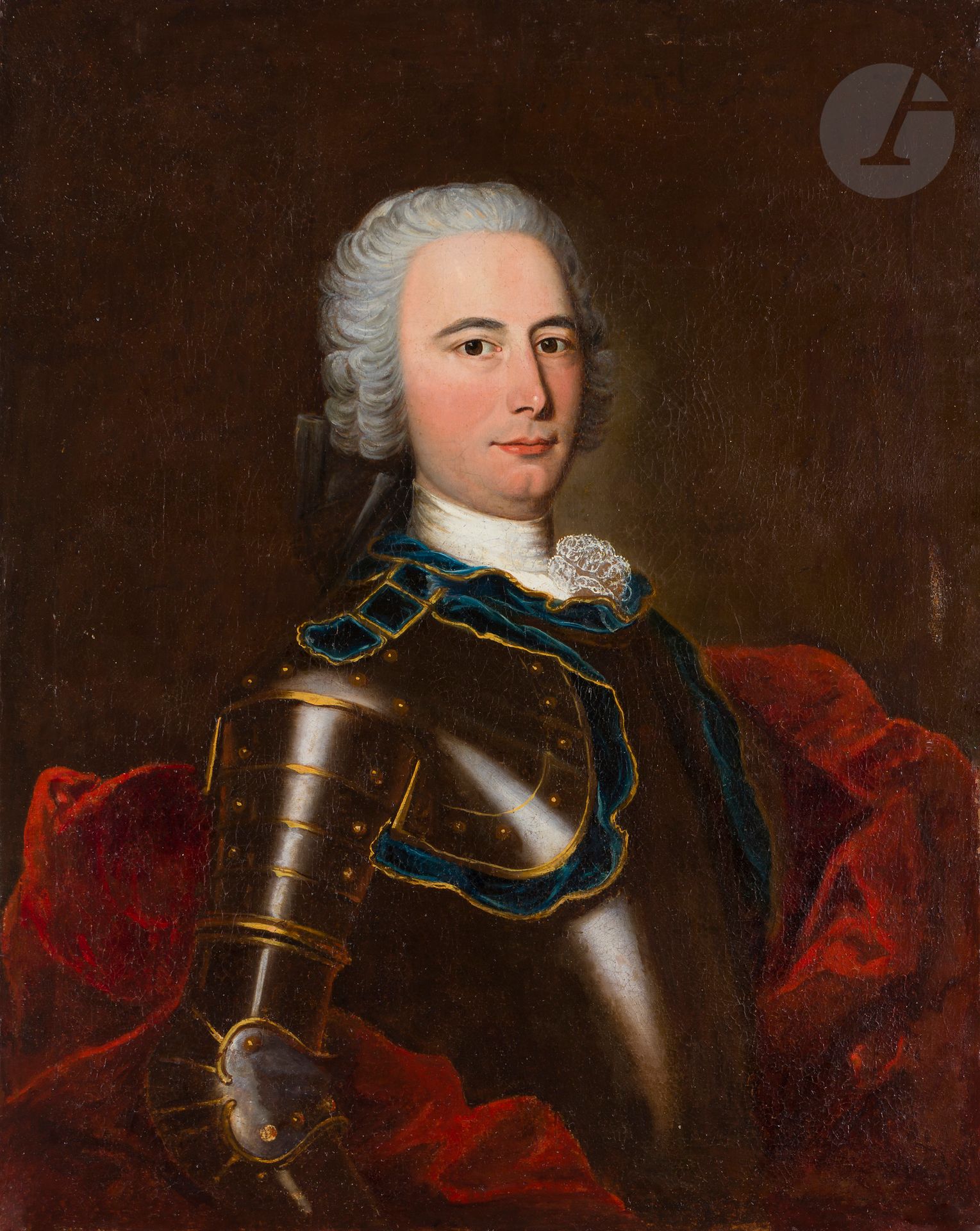 FRENCH SCHOOL circa 1730
Portrait of a man with a breastplate
Canvas 
83 x 66 cm
(Old restorations)