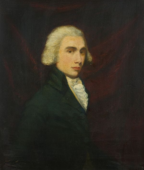 École anglaise vers 1800
Portrait d’homme au col de dentelle
Toile
75 x 63 cm
Porte une étiquette en bas à droite sur le cadre «32»
Porte une ancienne attribution à Beechey
