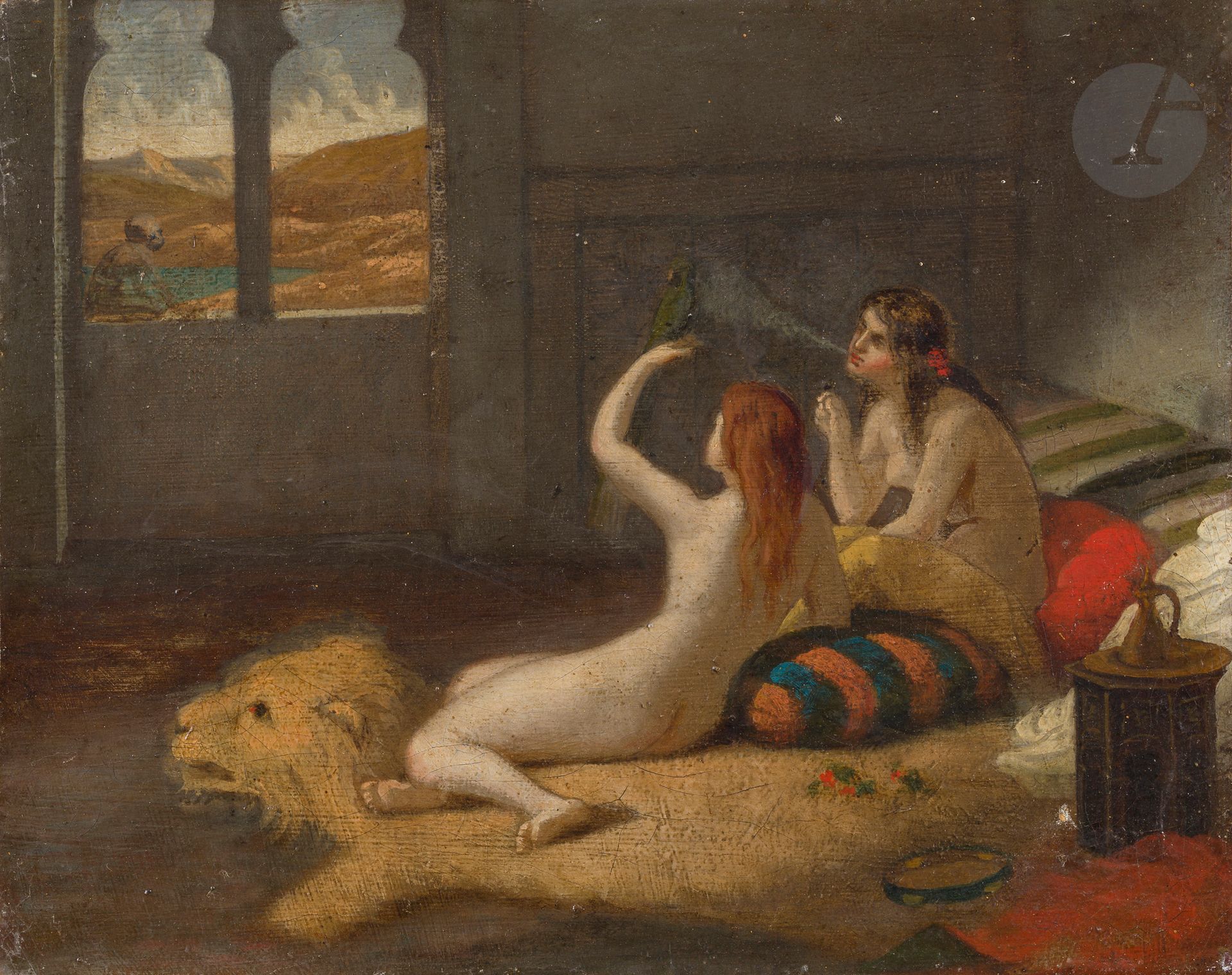 École FRANÇAISE vers 1860
Deux femmes au harem
Toile
21,5 x 27 cm