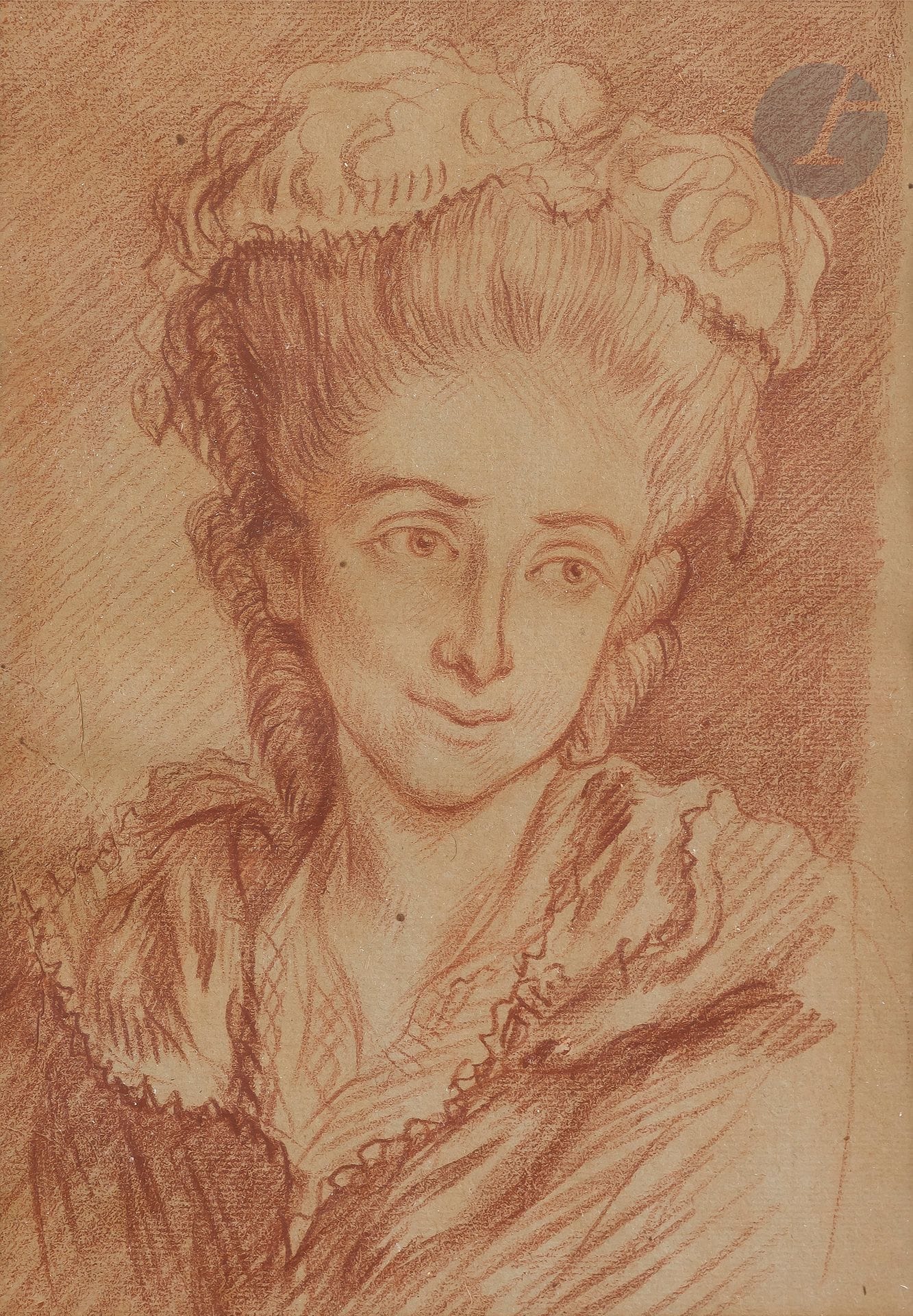 École FRANÇAISE du XVIIIe siècle
Portrait de femme en buste
Sanguine.
24, 5 x 17,5 cm