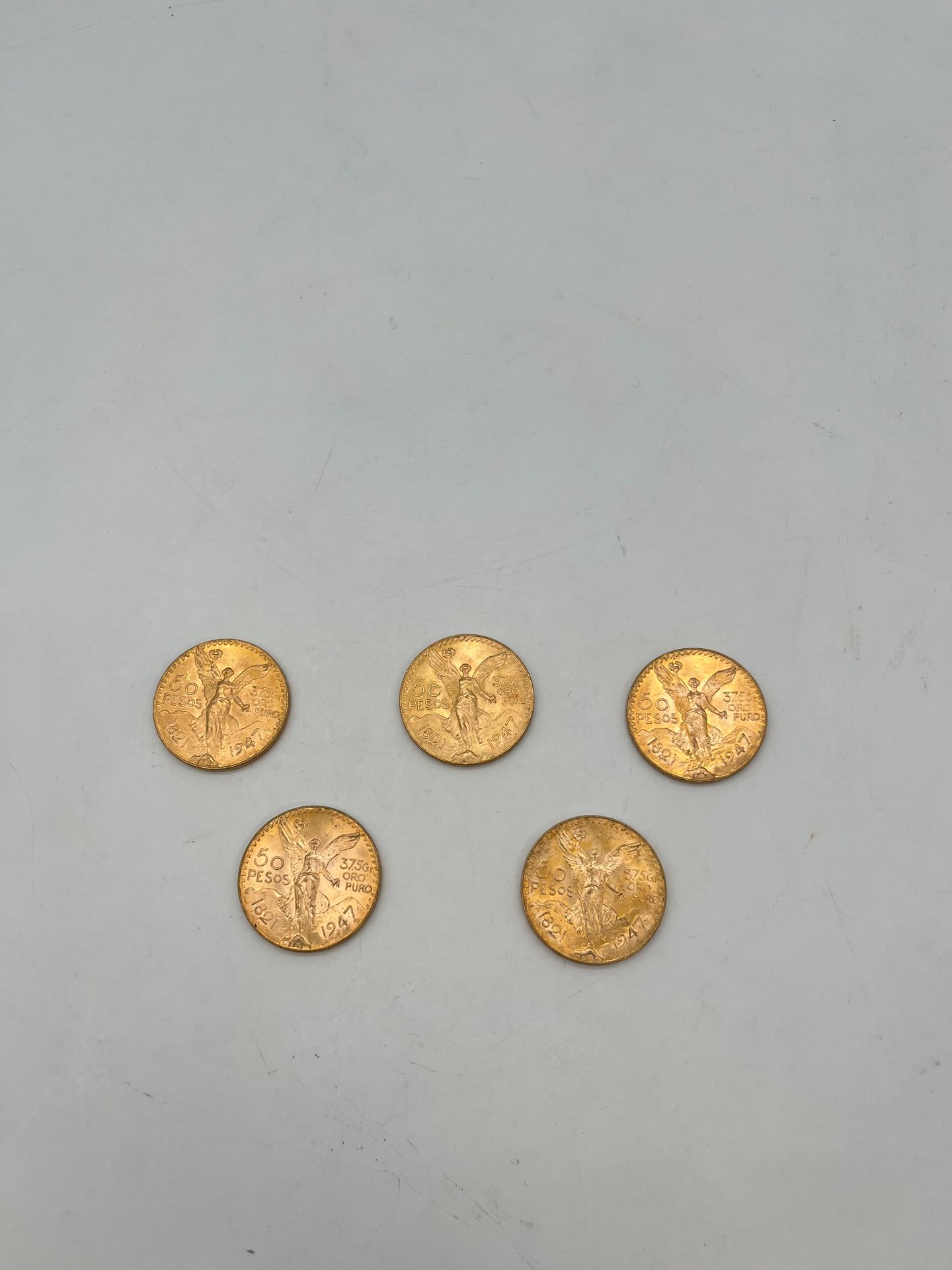5 pièces de 50 Pesos en or.

Frais acheteur pièces et lots en or : 9,6% TTC -  8% HT 