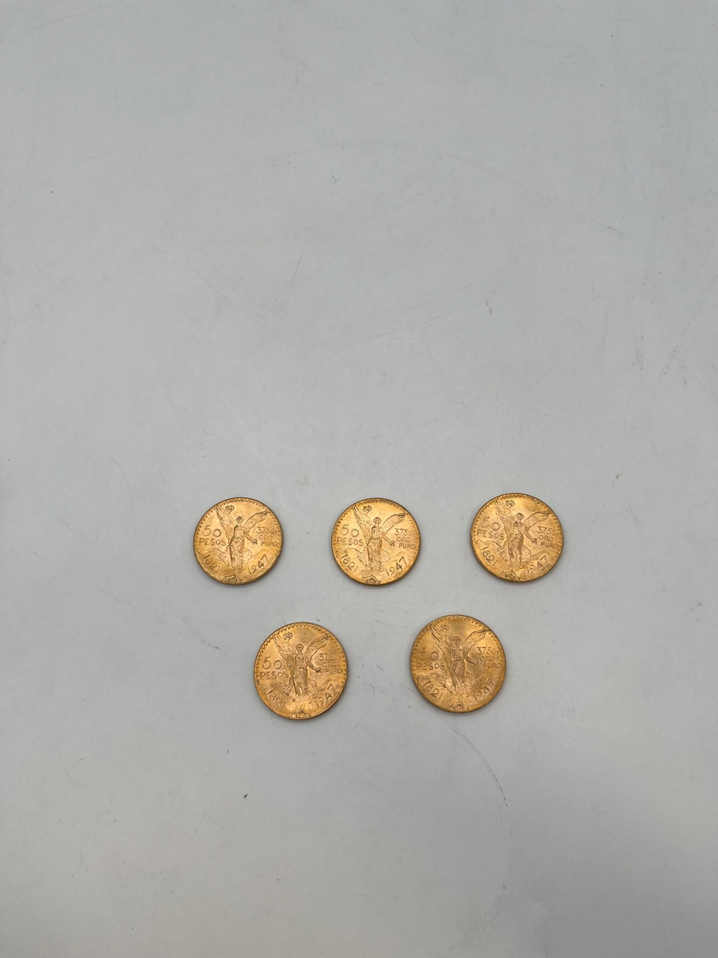 5 pièces de 50 Pesos en or.

Frais acheteur pièces et lots en or : 9,6% TTC -  8% HT 
