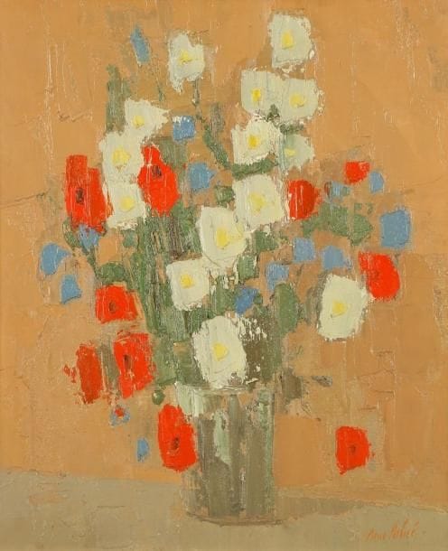 Pierre PALUE (né en 1920)
Nature morte au bouquet. Huile sur toile. Signée en bas à droite. 53 x 46 cm