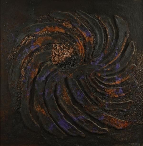Jean PIAUBERT (1900 - 2002)
Hylogénie, 1970. Peinture, résine et sable sur bois. Signé en bas à droite. 130 x 130 cm. Provenance: Ancienne collection Jean Hugot. Exposition: Piaubert à la Monnaie de Paris, 1982, reproduit sous le numéro 72. Bibliographie: Pierre Cabanne, Jean Piaubert, Les Éditions de l'Amateur, 1991, reproduit p. 77