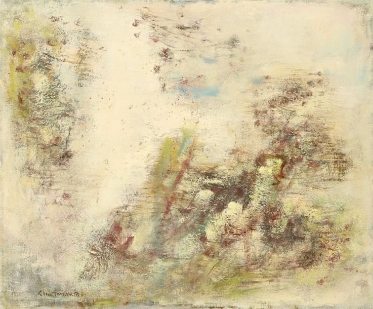 Shu TANAKA [japonais] (1908 -?)
Branchages. Huile sur toile. Signée en bas à gauche. Signée et titrée au dos. 60 x 73 cm