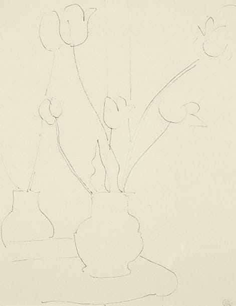 Dora MAAR (1907 - 1997)
Bouquet de tulipes. Encre. Porte le cachet de la vente de l'atelier en 1998 en bas à droite. 29 x 23 cm