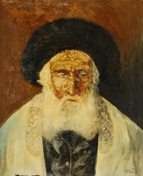 Yanusz GLOWACKI
Rabbin, 1988. Huile sur toile.Signée et datée en bas à droite.. (accidents). 73 x 60 cm
