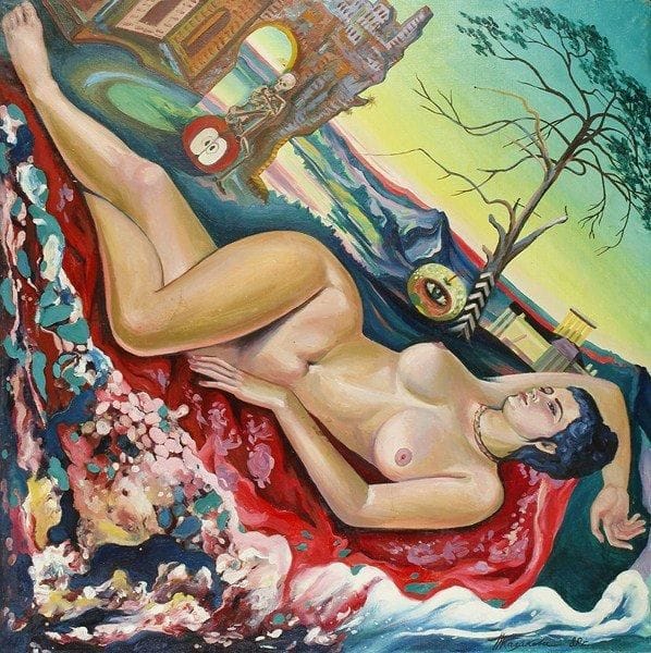 T. KAZAKOVA
Ève et la pomme, 1988. Huile sur toile. Signée, datée et titrée au dos.97 x 97 cm