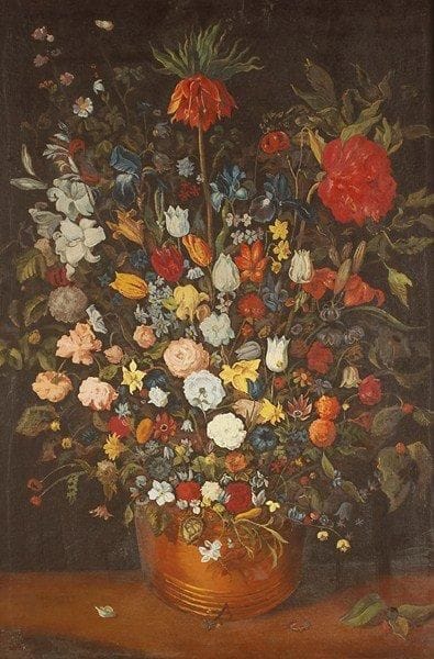 J. KIERSKY
Bouquet (d'après Brueghel), 1985. Huile sur toile.Signée et datée au dos.. 81 x 55 cm