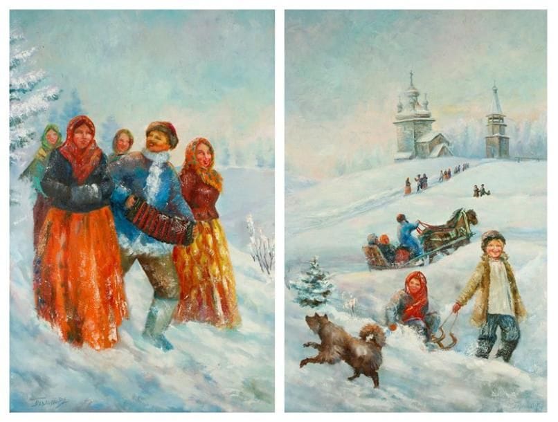 V.A PARANIN
L'hiver russe (2), 1992. Huile sur toile.Signée en bas à droite et à gauche. Signée, datée et titrée au dos.(chaque). 120 x 80 cm