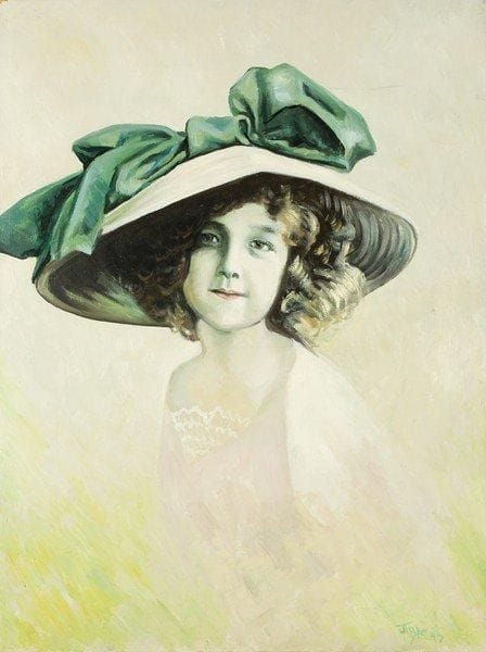V.A PARANIN
Fille au chapeau, 1993. Huile sur toile.Monogrammée et datée en bas à droite. Signée, datée et titrée au dos.80 x 60 cm