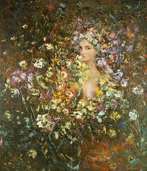 V.A PARANIN
La nuit d'Ivan Koupara. Huile sur toile.Signée en bas à gauche. Signée et titrée au dos.120 x 100 cm