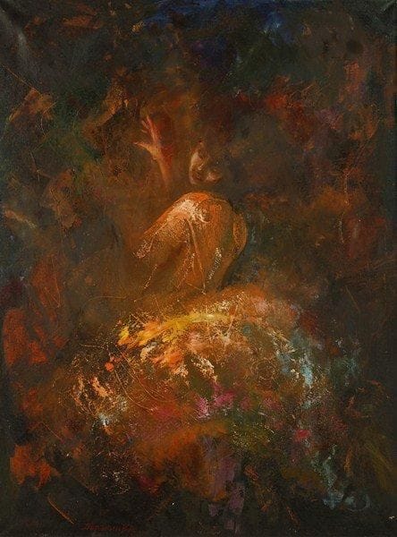 V.A PARANIN
La danse, 1991. Huile sur toile.Signée et datée en bas à gauche. Signée, datée et titrée au dos.80 x 60 cm