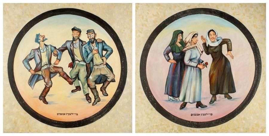 V.A PARANIN
Les trois femmes et les trois hommes, 1993. Huile sur toile.Signée au dos. Signée, datée et titrée au dos.(accidents). 95 x 95 cm