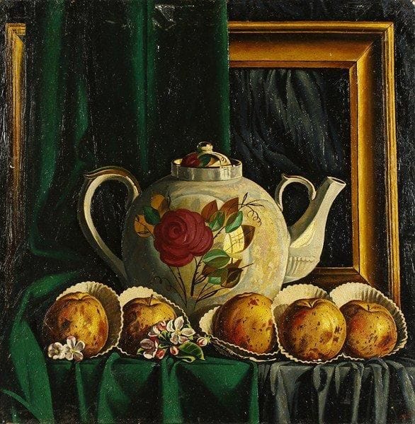 O. PAVLIKOV
Nature morte aux pommes, 1990. Huile sur toile.Signée en bas à droite. Signée, datée et titrée au dos.71 x 71 cm