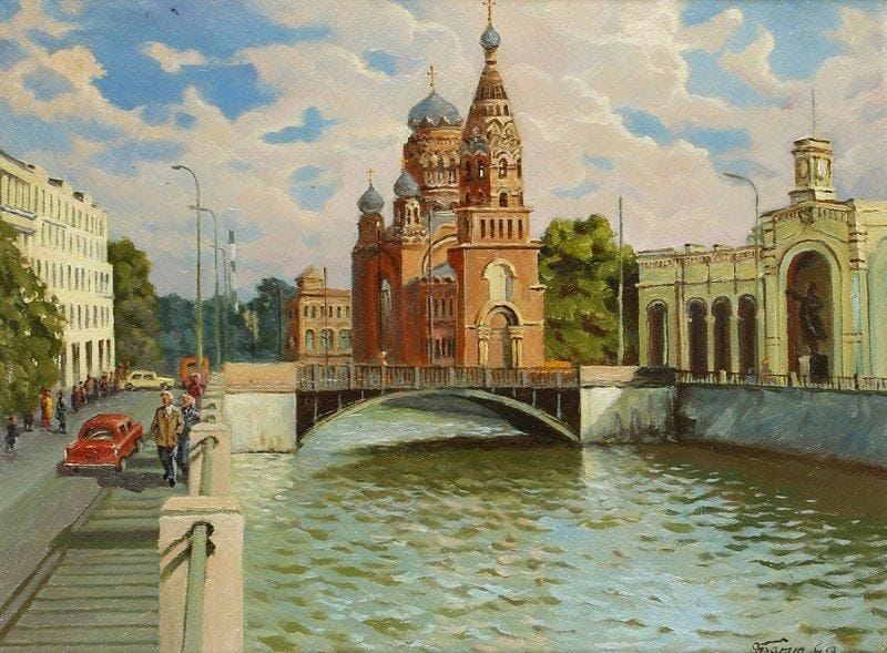 BATT
Canal Obvodnoy, 1990. Huile sur toile.Signée et datée en bas à droite. Signée et titrée au dos.60 x 80 cm