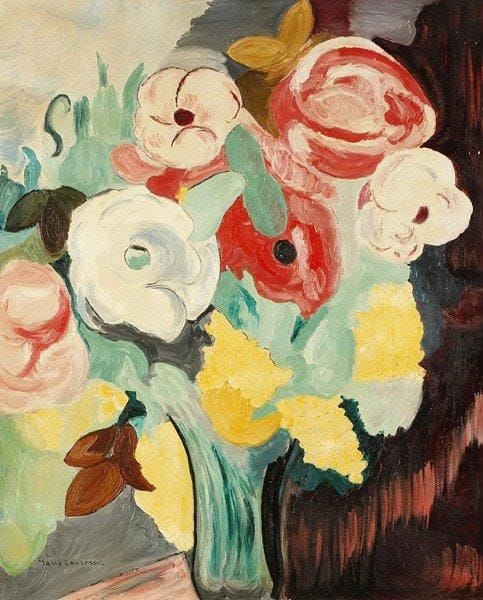 D. REDLUS
Fleurs d'après Marie LAURENCIN, 1987. Huile sur toile.Signée et datée au dos.. 73 x 60 cm