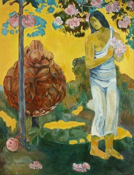 V. RYABOV
Tahitienne d'après Gauguin, 1992. Huile sur toile. Signée, datée et titrée au dos.96 x 74 cm