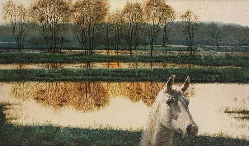 A. RYBKIN
La cru de printemps, 1991. Huile sur toile. Signée, datée et titrée au dos.50 x 100 cm