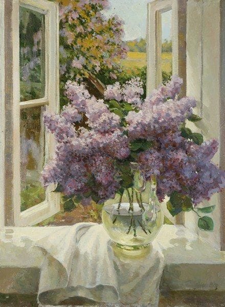 P. SEMENOV
Le bouquet de lilas. Huile sur toile.Signée en bas à droite. Signée au dos.80 x 60 cm