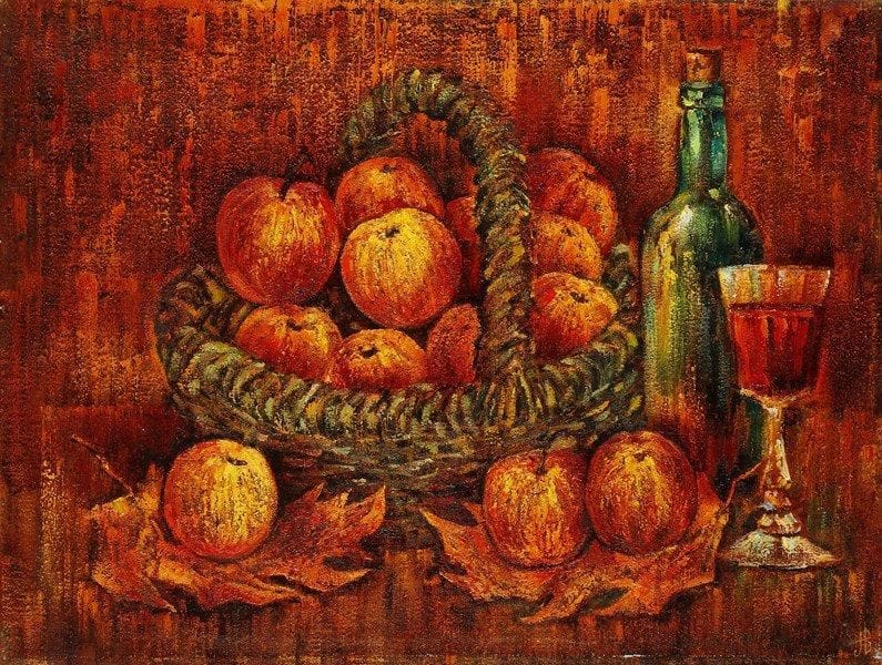 V.A ANISIMOV
Automne, pommes, 1994. Huile sur toile.Signée et datée en bas à droite. Signée, datée et titrée au dos.60 x 80 cm