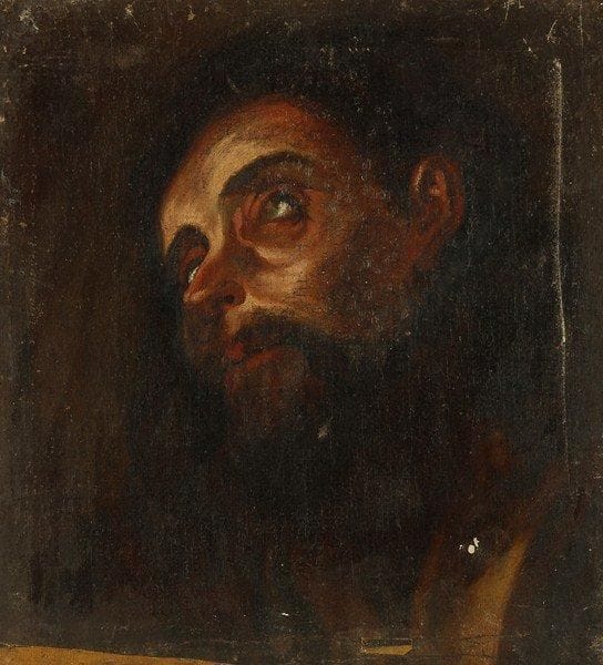 ÉCOLE FRANÇAISE
Tête d'homme. Huile sur toile.Non signée.. 50 x 46 cm