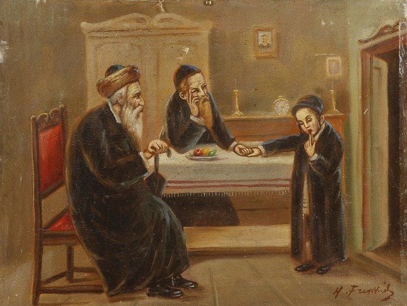 H. FRENKIEL
La bénédiction. Huile sur toile.Signée en bas à droite.. 36 x 48 cm