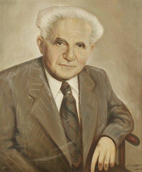 H. FRENKIEL
Ben Gourion. Huile sur toile.Signée en bas à droite.. (accidents). 80 x 60 cm