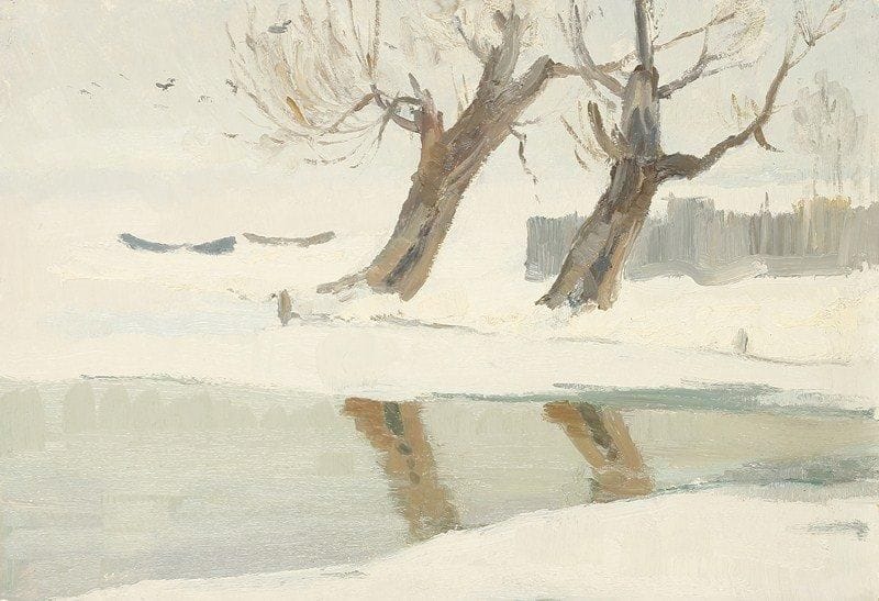 Vladimir Petrovitch TOMILOVSKY (1901-1990)
Pereslavl Zalessky Huile sur carton.  23 x 33,5 cm