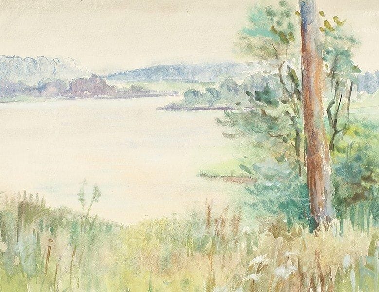 Vladimir Petrovitch TOMILOVSKY (1901-1990)
La baie en été, 1960 Aquarelle.  31 x 40 cm
