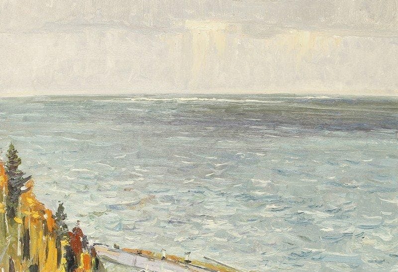 Vladimir Petrovitch TOMILOVSKY (1901-1990)
Baïkal en été Huile sur carton.  22,5 x 33 cm
