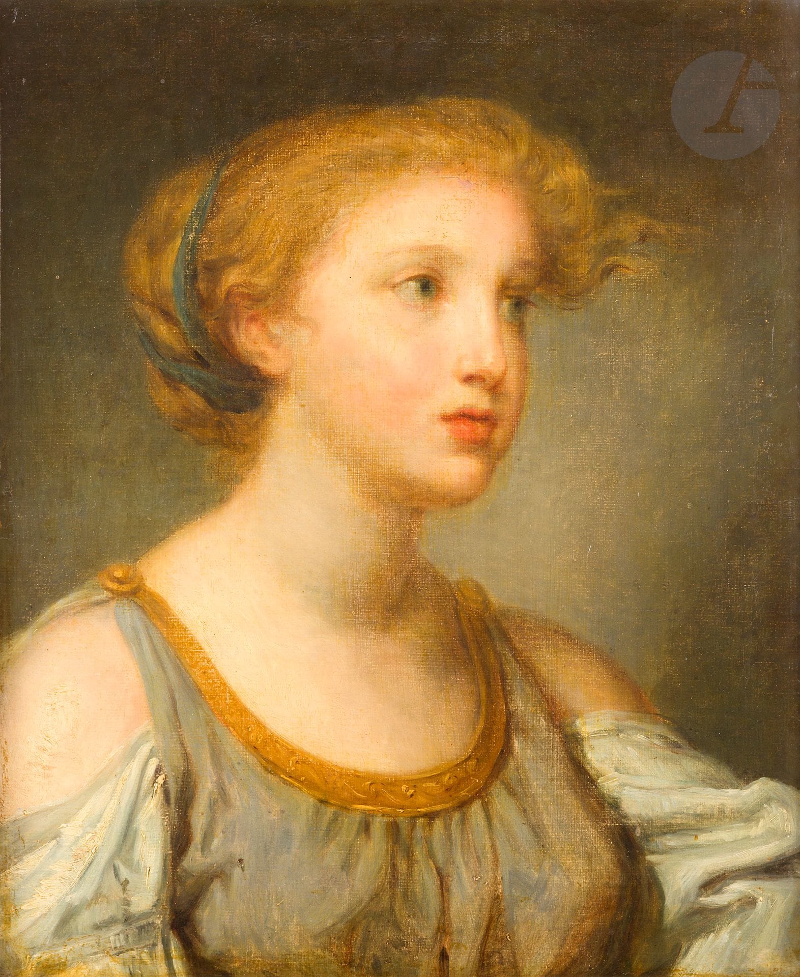 Jean-Baptiste GREUZE (Tournus 1725 - Paris 1805)
Jeune fille en buste tournée vers la droite
Toile
53 x 42,5 cm
(Restaurations anciennes)