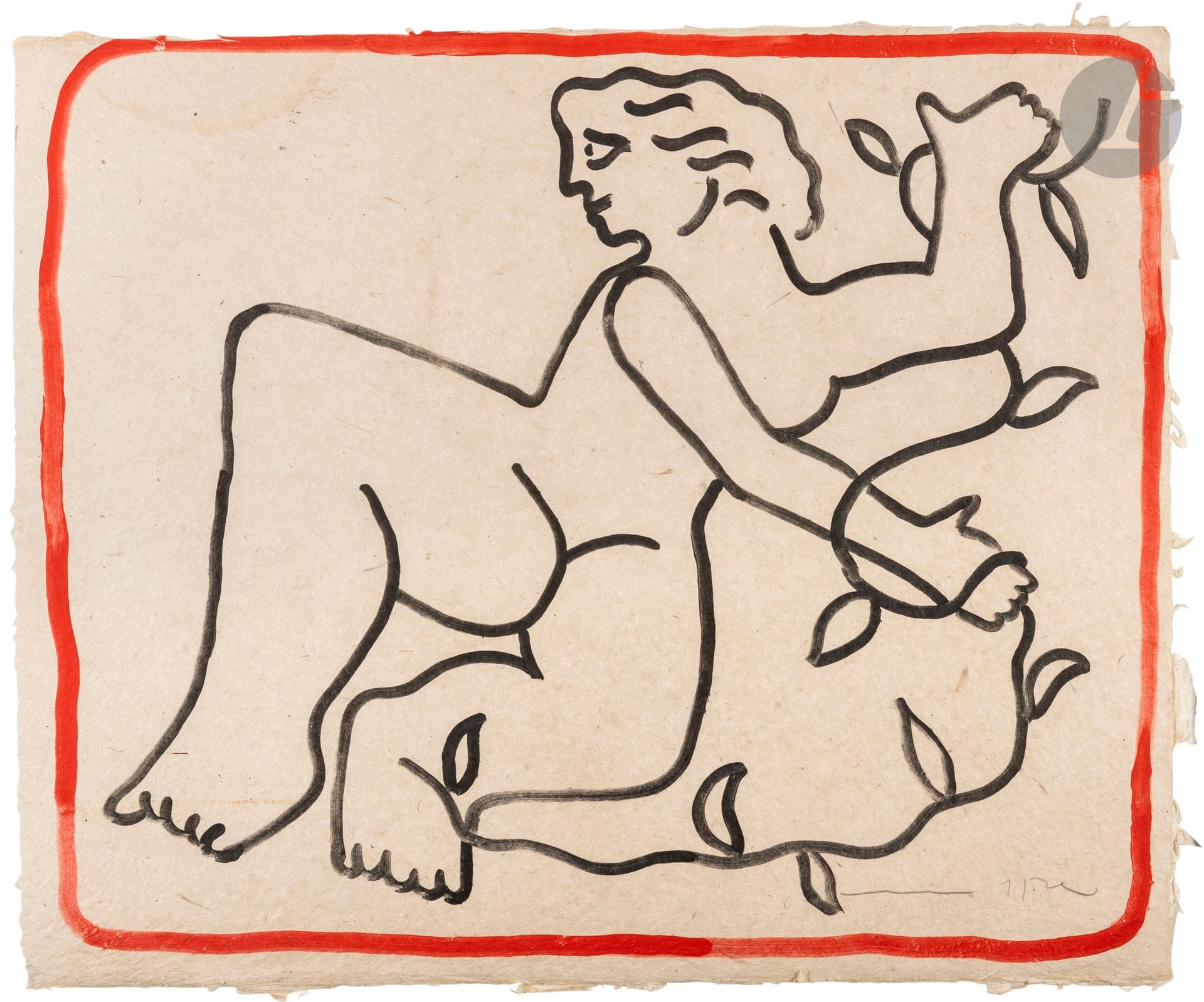Marco DEL RE (1950-2019)
Nu blanc XVI, 2002
Encre grasse sur papier Népal.
Monogrammée en pied.
101 x 121 cm

Provenance : 
Galerie Maeght, Paris (étiquette au dos sur le montage).