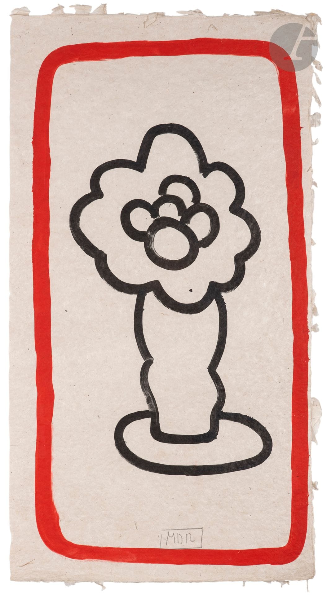 Marco DEL RE (1950-2019)
Les Vases de Saint Paul II, 2002
Encre grasse sur papier Népal.
Monogrammée en pied.
101 x 53,5 cm

Provenance : 
Galerie Maeght, Paris (étiquette au dos sur le montage).