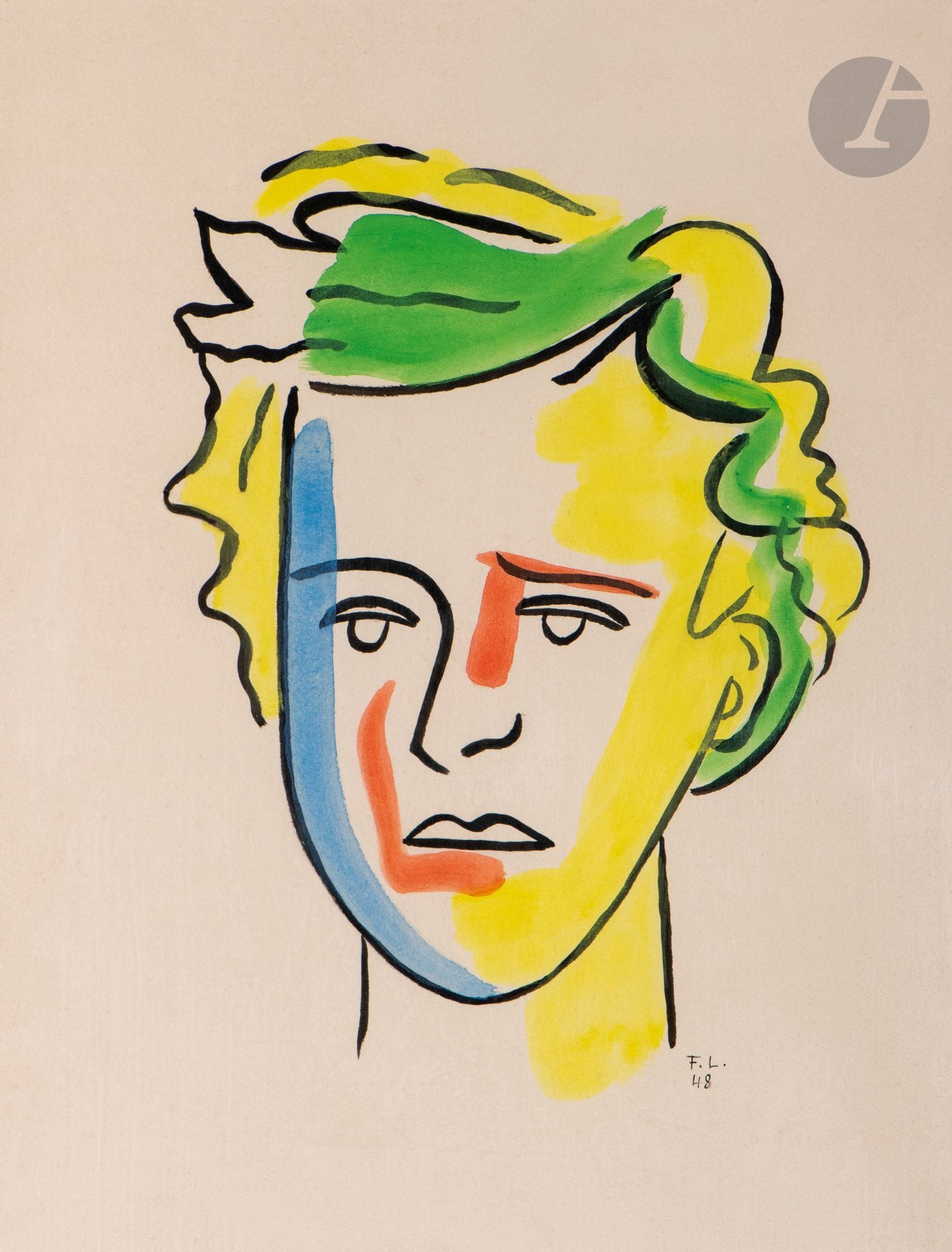 Fernand LÉGER (1881-1955)
Portrait d’Arthur Rimbaud, 1948
Encre de Chine et aquarelle.
Monogrammée et datée en bas à droite.
Authentification au dos de Fernand Léger.
31 x 24 cm

Un certificat du Comité Léger sera remis à l’acquéreur. 

Une attestation d’inclusion de Madame Irus Hansma, au répertoire des œuvres sur papier de Fernand Léger en préparation, en date du 3 juin 2002, sera remise à l’acquéreur.

Il s’agit d’une œuvre préparatoire pour les Illuminations de Rimbaud illustré de lithographies originales de Fernand Léger et préfacé par Henry Miller, Lausanne, Grosclaude, Éditions des Gaules.