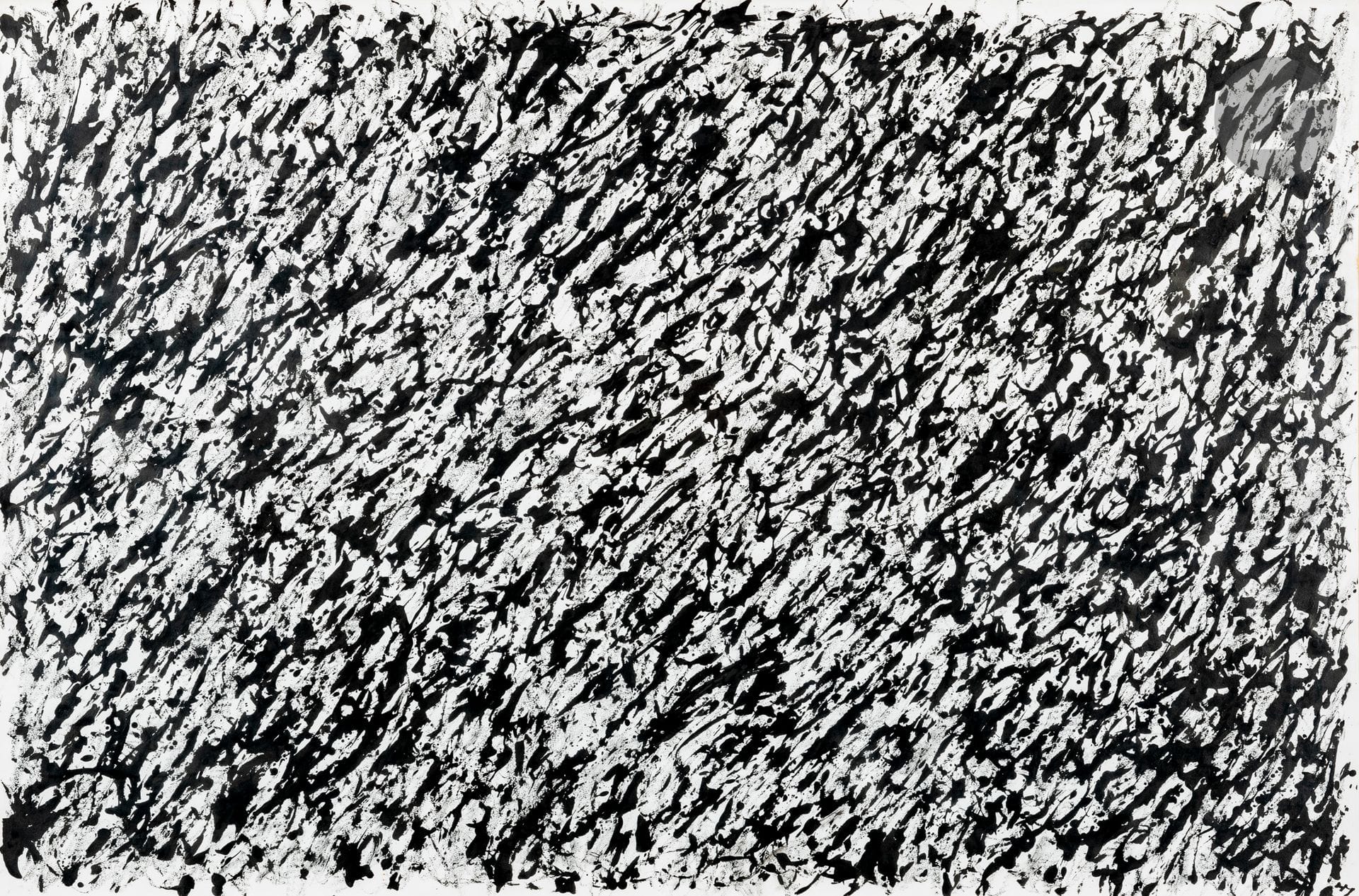 Henri MICHAUX (1899-1984)
Sans titre, 1976
Encre de Chine.
Monogrammée en bas à droite.
97,5 x147 cm

Cette œuvre sera incluse au catalogue raisonné en préparation par Micheline Phankim, Rainer Michael Mason et Franck Leibovici.
