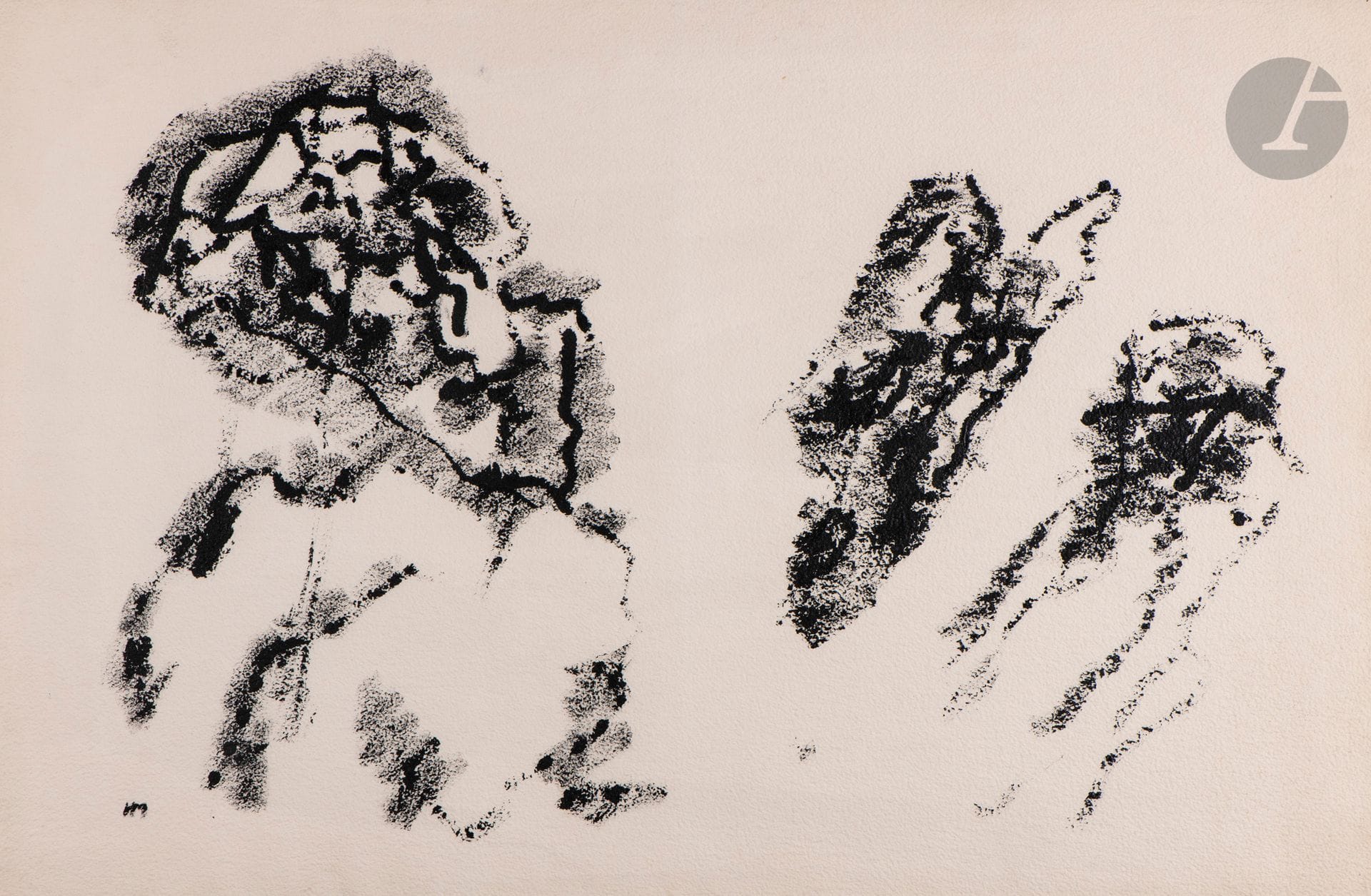 Henri MICHAUX (1899-1984)
Sans titre, 1967
Acrylique sur papier.
Monogrammée en bas à gauche
(Petits trous dans les angles).
60 x 91 cm

Provenance : 
- Galerie Le Point Cardinal, Paris.
- Galerie Thessa Herold, Paris (étiquette au dos sur le montage).
- Vente Versailles Enchères, Mes Perrin-Royère-Lajeunesse, Versailles, 11 décembre 2005, n° 117.

Expositions : 
- La Crazione ansiosa, da Picasso a Bacon, Centre d’Art Palazzo Forti, Verone, catalogue, reproduit p. 120. 
- Henri Michaux, les années de synthèse, 1965-1984, Galerie Thessa Herold, Paris, 16 mai - 13 juillet 2002, n° 3, catalogue, reproduit p. 34.

Cette œuvre sera incluse au catalogue raisonné en préparation par Micheline Phankim, Rainer Michael Mason et Franck Leibovici.
