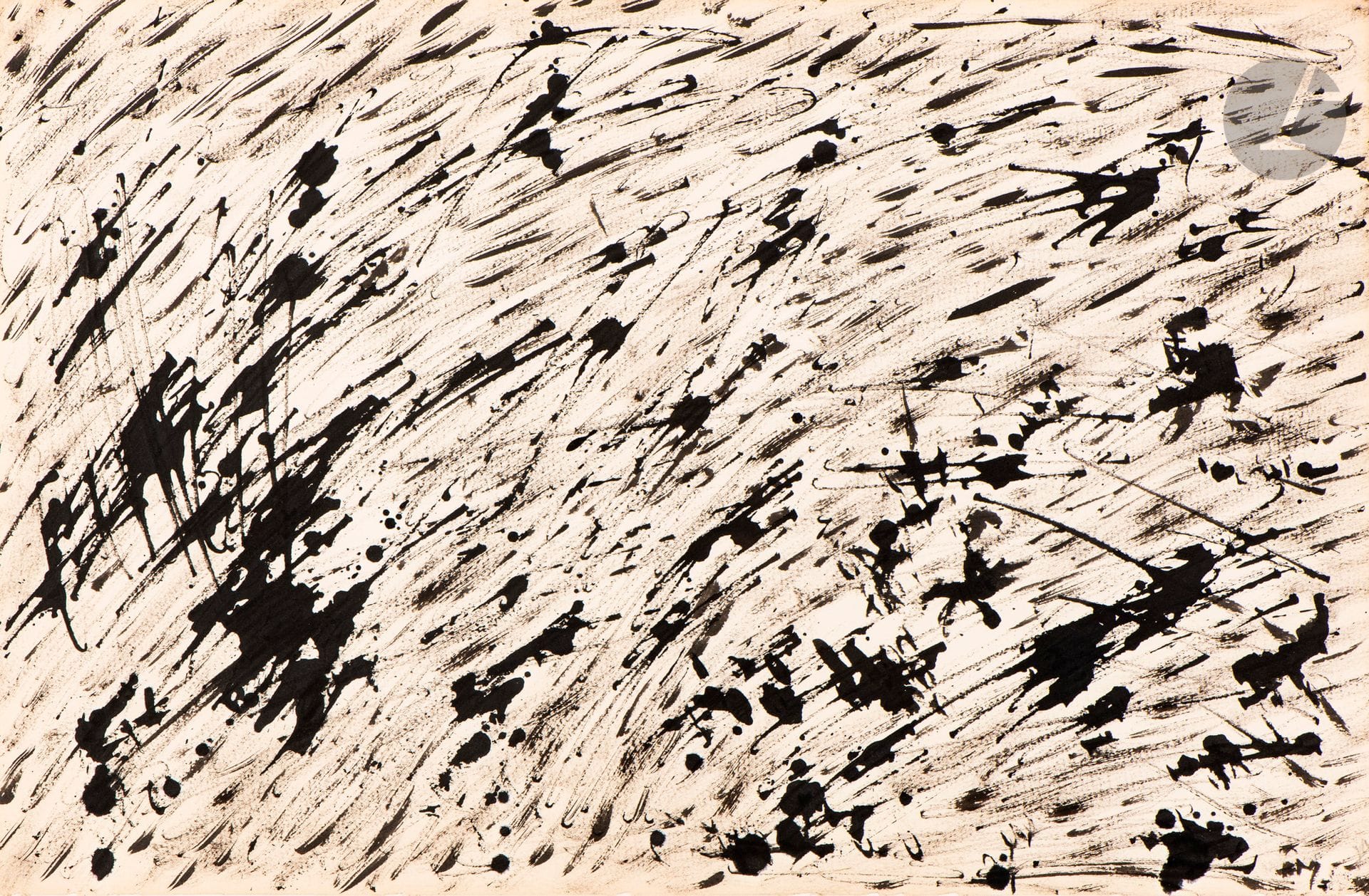 Henri MICHAUX (1899-1984)
Sans titre, 1979
Encre de Chine.
Monogrammée et datée en bas à droite.
33 x 50 cm

Provenance : 
- Galerie Patrice Trigano, Paris, 2009.
- Vente Versailles Enchères, Mes Perrin-Royère-Lajeunesse, Versailles, 26 avril 2009, n° 138.

Exposition : 
Michaux - Zao Wou-Ki, Pas de Barbare en Asie, Galerie Thessa Herold, Paris, octobre 1993, catalogue, reproduit p. 10 (étiquette au dos sur le montage).

Cette œuvre sera incluse au catalogue raisonné en préparation par Micheline Phankim, Rainer Michael Mason et Franck Leibovici.