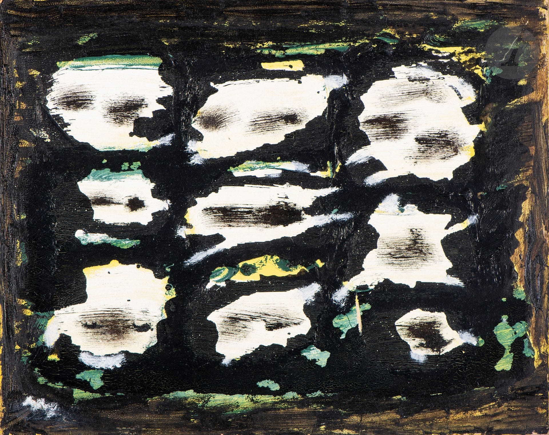 Henri MICHAUX (1899-1984)
Sans titre, 1976
Huile sur carton.
Monogrammée en bas à gauche.
19 x 24 cm

Provenance : 
- Galerie Le Point Cardinal, Paris.
- Galerie Rudolf Zwirner, Cologne.

Expositions : 
- Galerie Fred Jahn, Munich, 26 novembre 1987 - 23 janvier 1988, catalogue, reproduit p. 112.
- Henri Michaux, Paintings and Drawings 1950 to 1982, David Nolan Gallery, New York, avril - mai 1988.

Cette œuvre sera incluse au catalogue raisonné en préparation par Micheline Phankim, Rainer Michael Mason et Franck Leibovici.