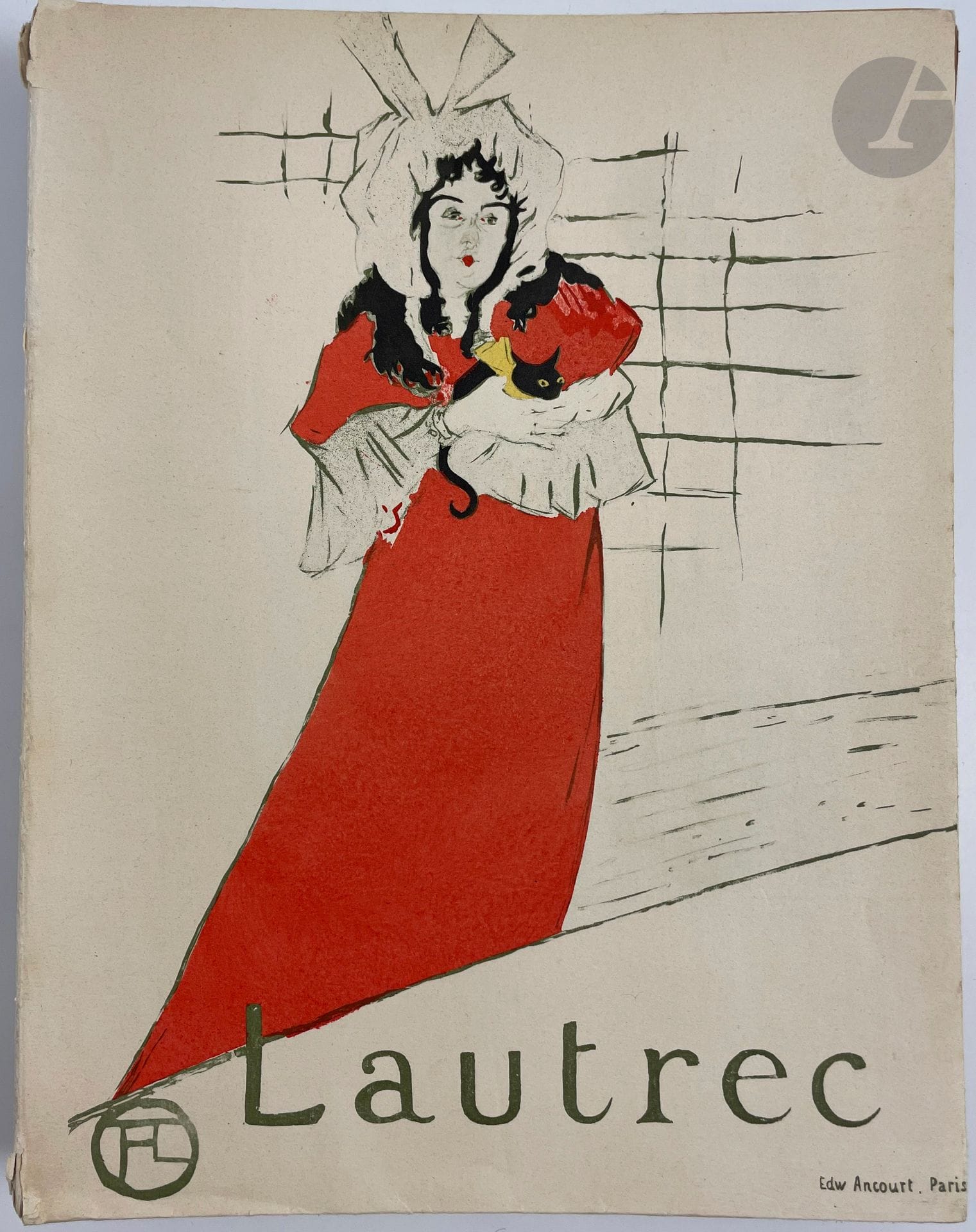 JOYANT (Maurice).
Henri de Toulouse-Lautrec. 1864-1901. Dessins. Estampes. Affiches.
Paris : H. Floury, 1927. — In-8, broché, couverture rempliée.

Édition originale du premier des deux volumes parus de cet ouvrage de référence sur Toulouse-Lautrec, comprenant de nombreuses reproductions en noir dans le texte et à pleine page ainsi que plusieurs hors-textes dont certains en couleurs.

Ce premier volume est consacré aux dessins, estampes et affiches, le second, manquant, est consacré aux peintures.

Exemplaire du tirage courant.
Déchirures aux mors, sinon exemplaire très bien conservé.